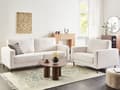 Miniatyrbillede 2 af 11: Sofasæt hvid polyester boucle 3 + 1 sofa lænestol stue soveværelse sæt