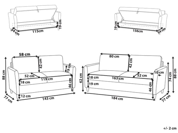 Sofasæt Blå Polyester 5 Personers Sofagruppe med Opbevaring Design Stue Indretning