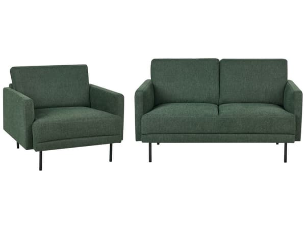 Sofasæt Grøn 3 Personers Sofagruppe med Sofa og Lænestol Klassisk Minimalistisk Siddemøbler