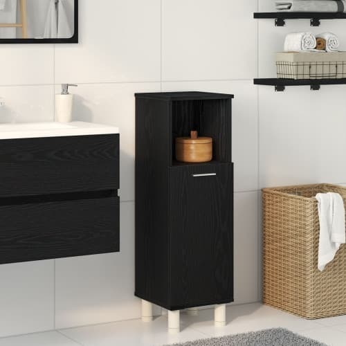 Badrumsskåp svart ek 30x30x95 cm konstruerat trä