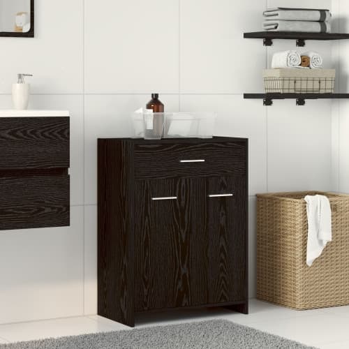 Badskåp Svart Ek 60x33x80 cm av trä