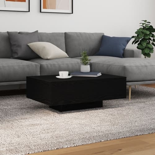 Soffbord med LED-lampor svart ek 85x55x31 cm