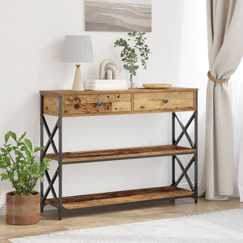 Konsolbord återvunnet trä 100x28x75 cm konstruerat trä och stål