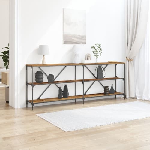 Konsolbord återvunnet trä 200x30x75 cm konstruerat trä och stål