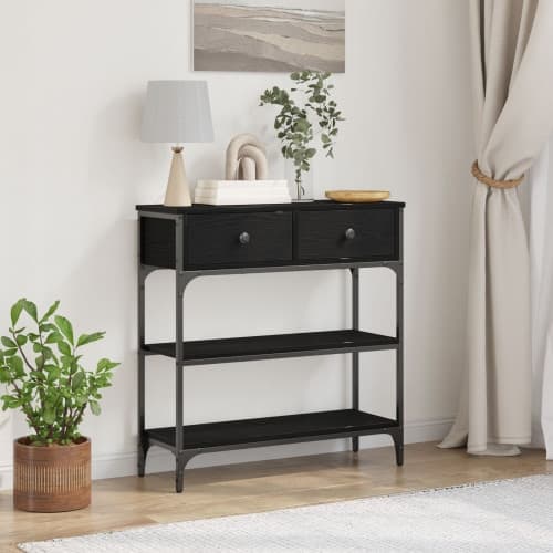 Konsolbord svart ek 72,5x25x75 cm konstruerat trä och stål