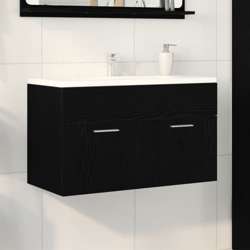 Tvättställ för badrum svart ek 90x38,5x46 cm konstruerat trä
