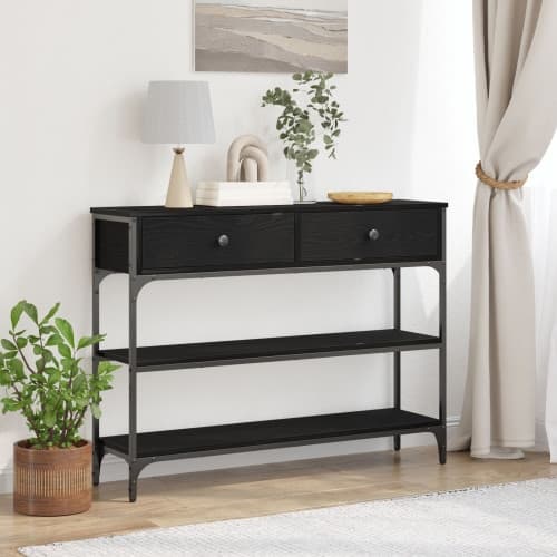 Konsolbord svart ek 100x25x75 cm konstruerat trä och stål