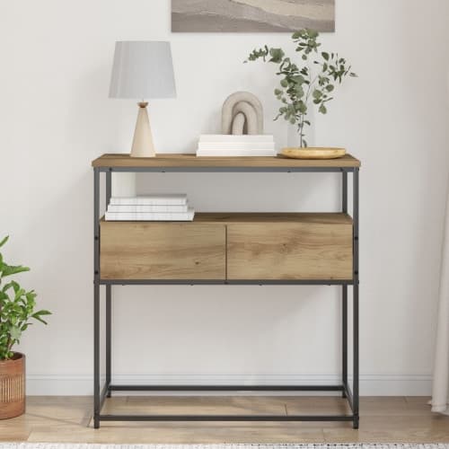 Konsolbord artisan ek 75x40x75 cm konstruerat trä och stål