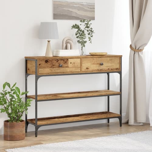 Konsolbord återvunnet trä 100x25x75 cm konstruerat trä och stål