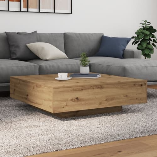 Kaffeebord med LED-lampor Artisan Oak 100x100x31 cm