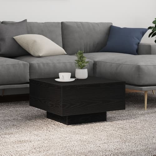 Soffbord med LED-lampor svart ek 55x55x31 cm