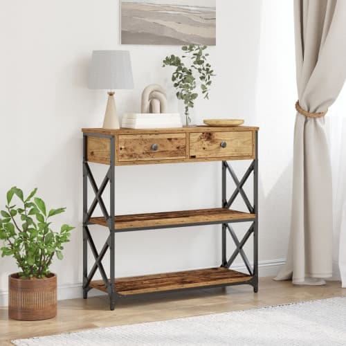 Konsolbord återvunnet trä 75x28x75 cm konstruerat trä och stål