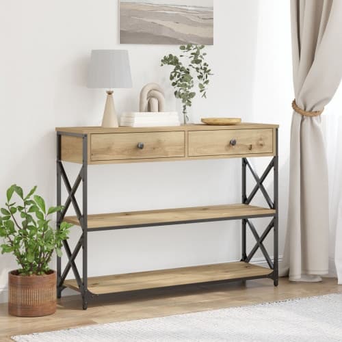 Konsolbord artisan ek 100x28x75 cm konstruerat trä och stål