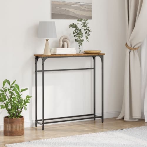 Konsolbord återvunnet trä 75x19,5x75cm konstruerat trä och stål