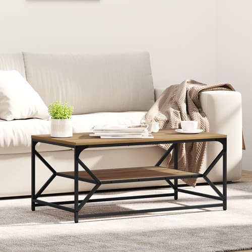 Kaffeebord med hylla, artisan ek, 90x50x40 cm av konstruerat trä