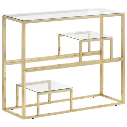 Konsolbord guld rostfritt stål och härdat glas