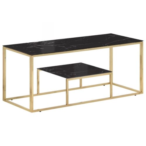 Soffbord guld rostfritt stål och härdat glas