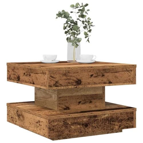 Soffbord 360 grader vridbart åldrat trä 50x50x34,5 cm
