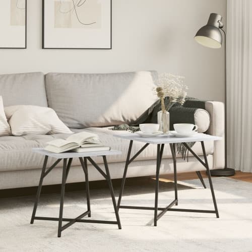 Sidobord 2 st Grå Sonoma, konstruerat trä och metall