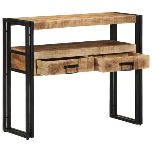 Sidobord Svart 90x33x75 cm Massivt Mangoträ och Metall