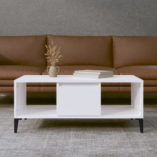 Soffbord vit högglans 90x50x36,5 cm konstruerat trä