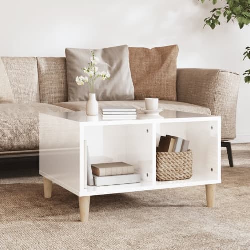 Soffbord vit högglans 60x50x36,5 cm konstruerat trä