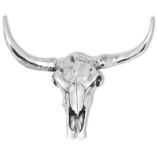 Väggmonterad dödskalledekoration aluminium silver