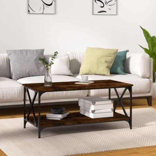 Soffbord rökfärgad ek 100x50x45 cm konstruerat trä och järn
