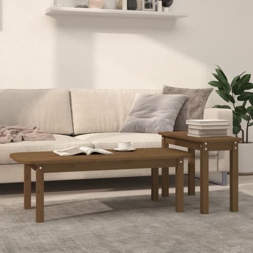 Satsbord 2 st honungsbrun massiv furu