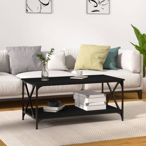 Soffbord svart 100x50x45 cm konstruerat trä och järn