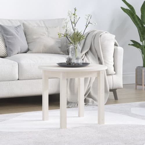 Soffbord vit Ø 55x45 cm massiv furu