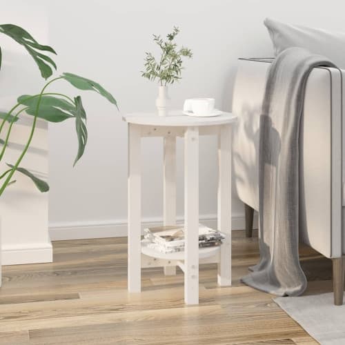 Soffbord vit Ø 40x60 cm massiv furu
