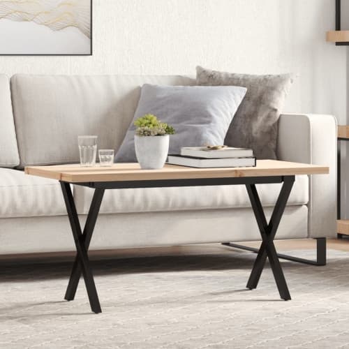 Soffbord X-ram 100x50x45,5 cm massiv furu och stål