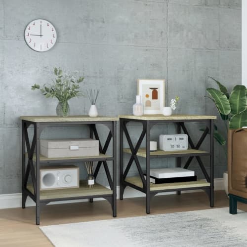 Sidobord 2 st sonoma-ek 40x42x50 cm konstruerat trä