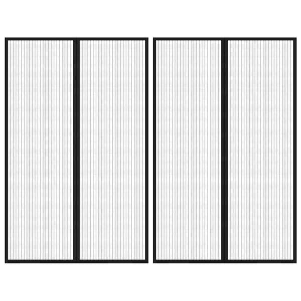 Insektsdraperier 2 st med magneter svart 220x130 cm