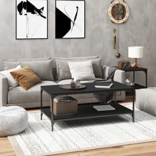 Soffbord svart 80x50x40 cm konstruerat trä