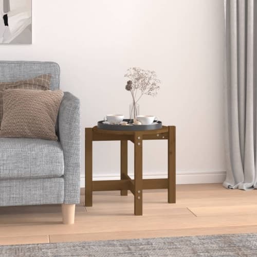 Soffbord honungsbrun Ø 52,5x45 cm massiv furu