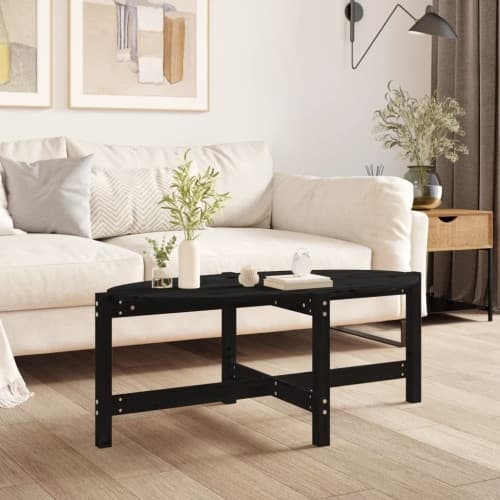 Soffbord svart 118x63x45 cm massiv furu