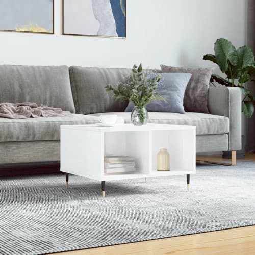 Soffbord vit högglans 60x50x36,5 cm konstruerat trä