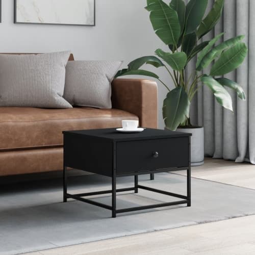Soffbord svart 51x51x40 cm konstruerat trä