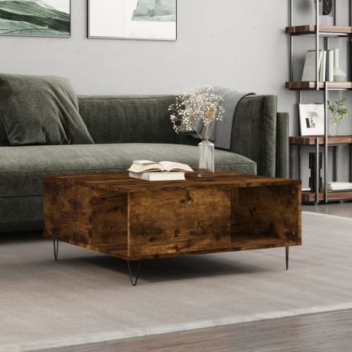 Soffbord rökfärgad ek 80x80x36,5 cm konstruerat trä
