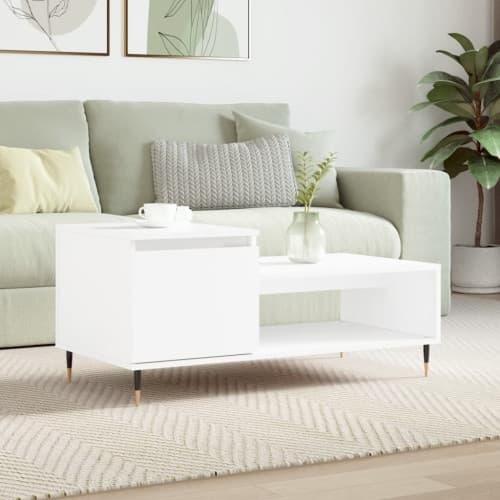 Soffbord vit 100x50x45 cm konstruerat trä