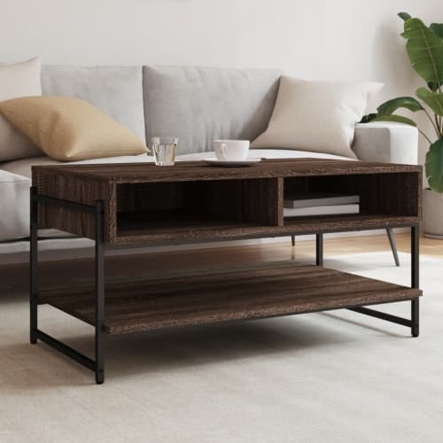 Soffbord brun ek 90x50x45 cm konstruerat trä