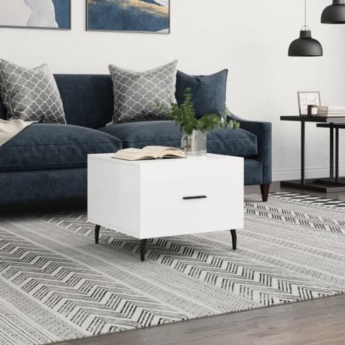 Soffbord vit högglans 50x50x40 cm konstruerat trä