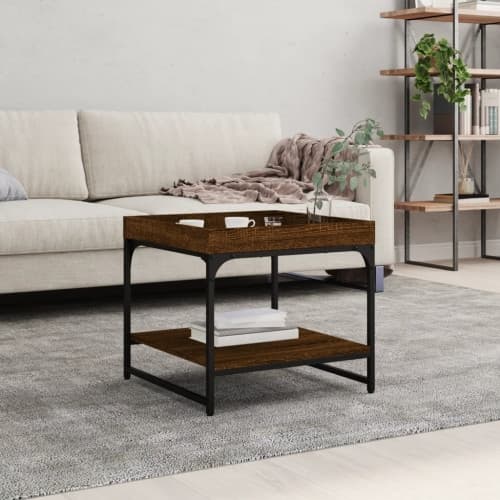 Soffbord brun ek 49,5x49,5x45 cm konstruerat trä