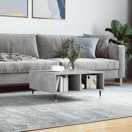 Soffbord betonggrå 60x60x30 cm konstruerat trä