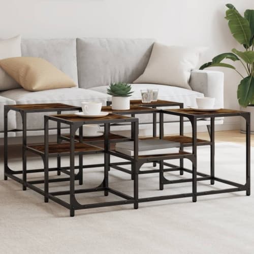 Soffbord rökfärgad ek 91x91x40 cm konstruerat trä