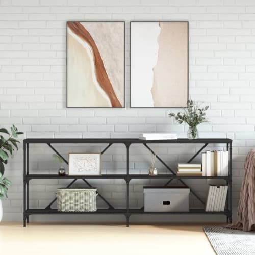 Konsolbord svart 180x30x75 cm konstruerat trä och järn