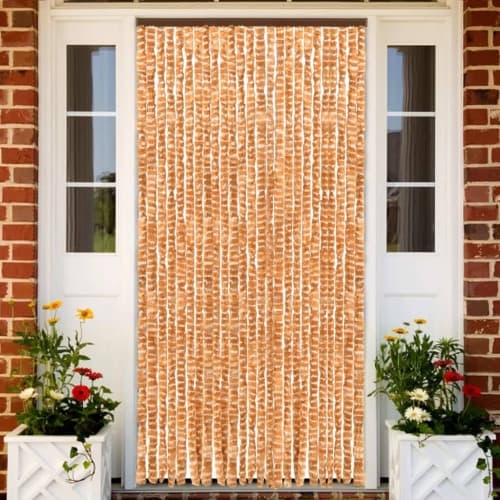 Insektsdraperi ockra och vit 100x220 cm chenille