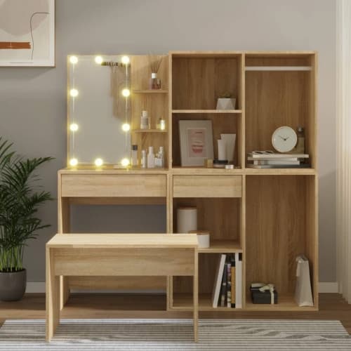 Sminkbord LED sonoma-ek konstruerat trä